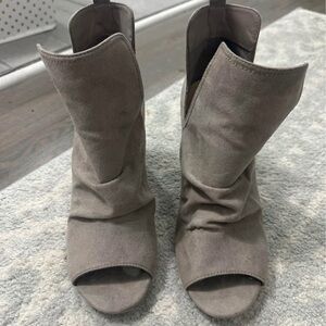 Women's Suede Peep-Toe Ankle Boots